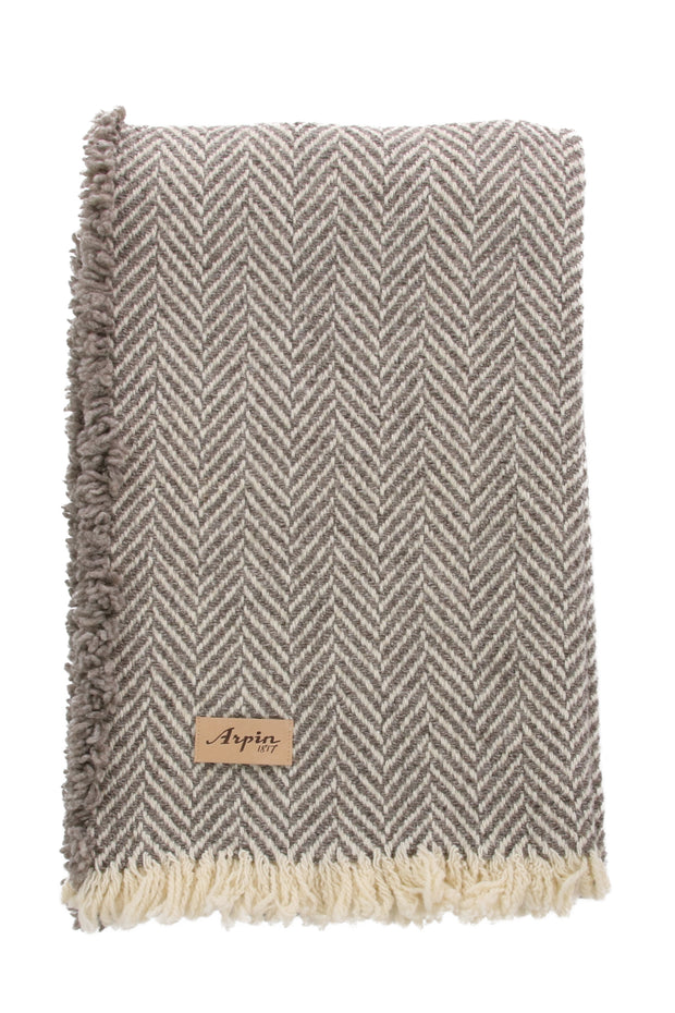 Arpin Plaids "Tramontane Chevron" - Authentic Natural French Wool.