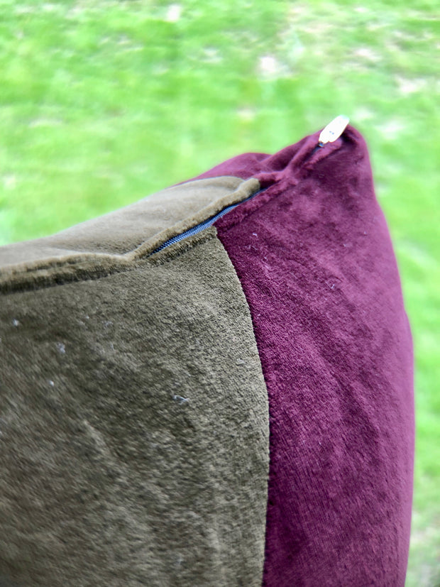 ISA - Three Handmade Velvet Cushions - "Pieces" Aubergine