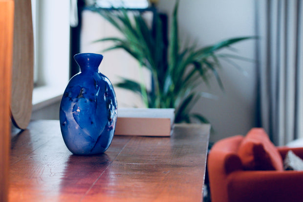 Raimonds Cirulis - Special Blue Basalt & Glass Vase