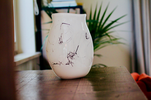 Raimonds Cirulis - Exclusive White Glass & Basalt Vase