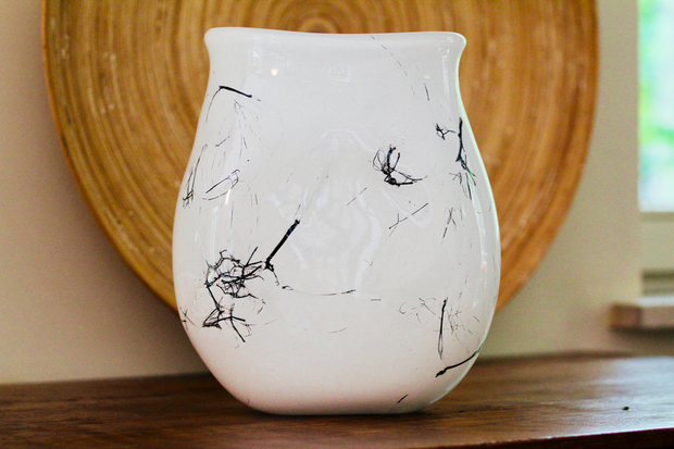 Raimonds Cirulis - Exclusive White Glass & Basalt Vase