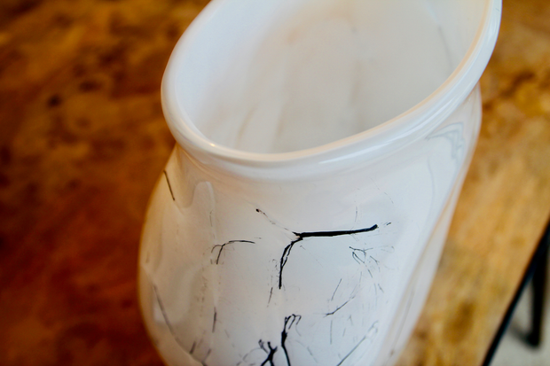 Raimonds Cirulis - Exclusive White Glass & Basalt Vase