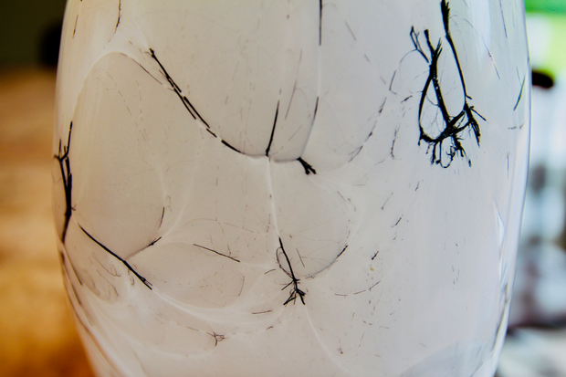 Raimonds Cirulis - Exclusive White Glass & Basalt Vase