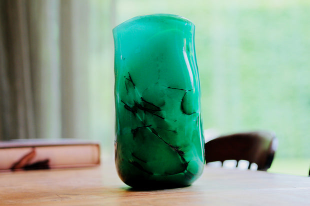 Raimonds Cirulis - Intense Green Glass Vase with Basalt fibres.