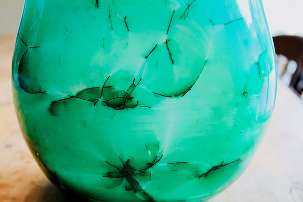 Raimonds Cirulis - Intense Green Glass Vase with Basalt fibres.