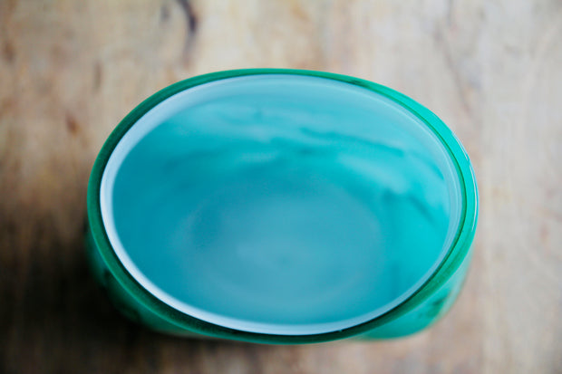 Raimonds Cirulis - Intense Green Glass Vase with Basalt fibres.