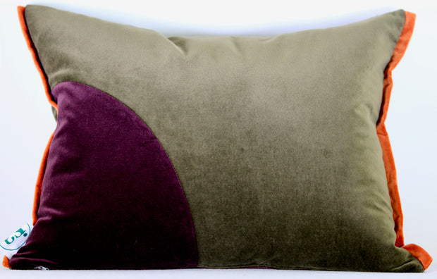 ISA - Three Handmade Velvet Cushions - "Pieces" Aubergine