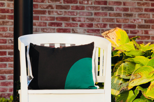 ISA - Two Handmade Outdoor Cushions - "Pieces" Blue/Green & Brown