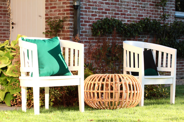 ISA - Two Handmade Outdoor Cushions - "Pieces" Blue/Green & Brown