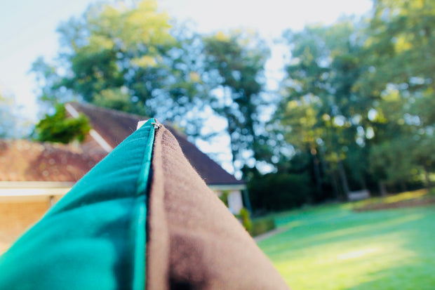 ISA - Two Handmade Outdoor Cushions - "Pieces" Blue/Green & Brown