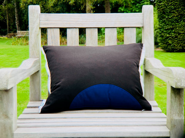 ISA - Two Handmade Outdoor Cushions - "Pieces" Blue/Green & Brown