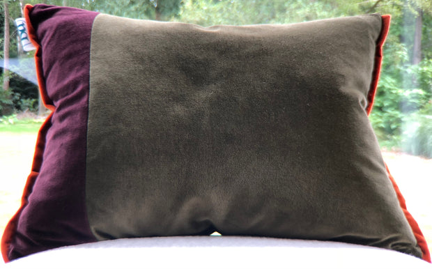 ISA - Three Handmade Velvet Cushions - "Pieces" Aubergine