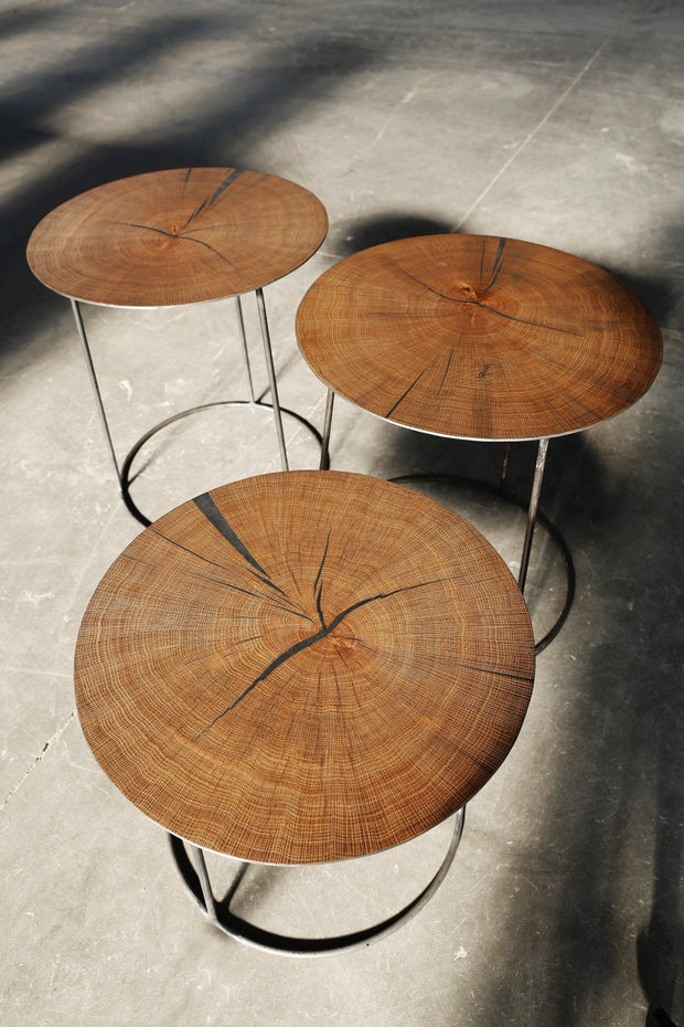Heerenhuis - Beautiful Handmade Side Table "Nimbus" Oak & Metal.