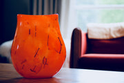 Raimonds Cirulis - Unique Handmade Glass Vase, Orange & Basalt.