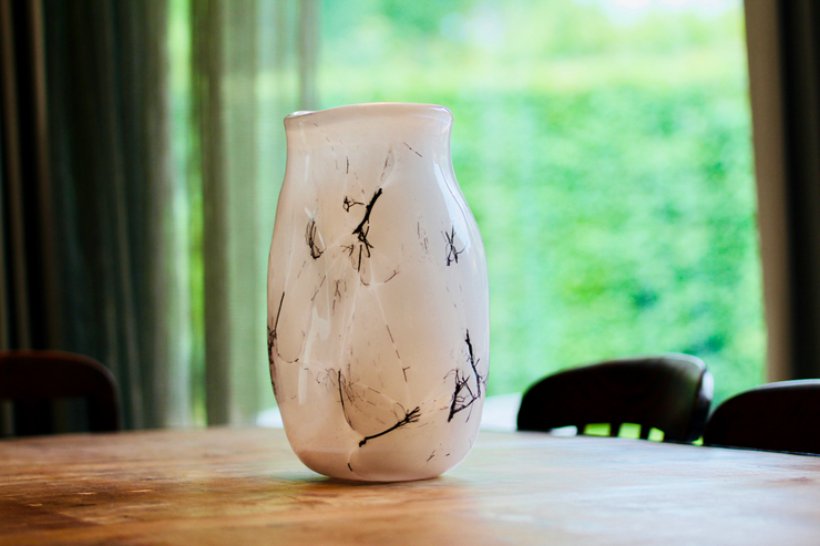 Raimonds Cirulis - Exclusive White Glass & Basalt Vase