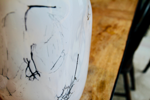 Raimonds Cirulis - Exclusive White Glass & Basalt Vase