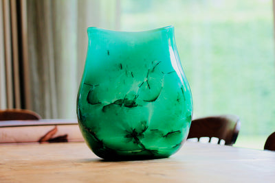 Raimonds Cirulis - Intense Green Glass Vase with Basalt fibres.