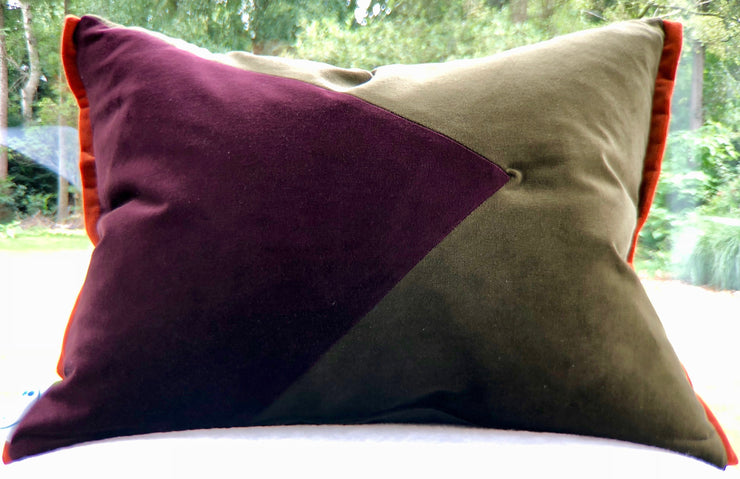 ISA - Three Handmade Velvet Cushions - "Pieces" Aubergine